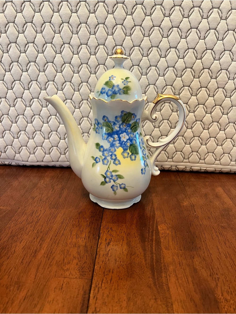 Vintage Lefton Porcelain Floral Coffee Pot w/ Blue Forget-Me-Not Design, 1960’s